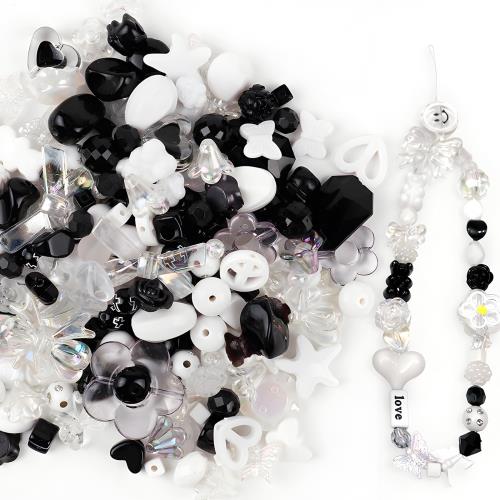 aninako ビーズ ミックス デコパーツ 100g約120個 透かしビーズ アクセサリー 手芸 ハンドメイド 材料 初心者向け ネックレス 髪飾り スマホのストラップ 装飾ボールアート用 (ブラッ