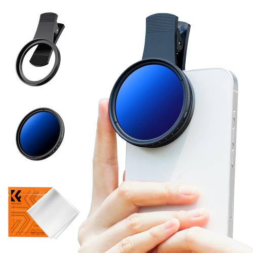 KF Concept スマホレンズ 可変ND2-400フィルター+スマホグリップ9段階光量調整+日常撮影幅広い互換性 52mmフィルター交換可 スマホ用カメラレンズ i Pad/i Phone/And