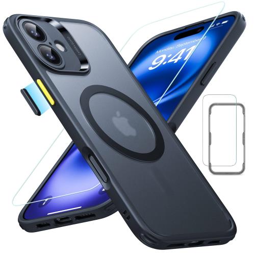 米軍MIL規格・Magsafe対応ESR i Phone 16 ケース (4 in 1) セット 半透明マットケース スクリーン保護フィルム付き いphone16専用 i Phone16 ケース対応 