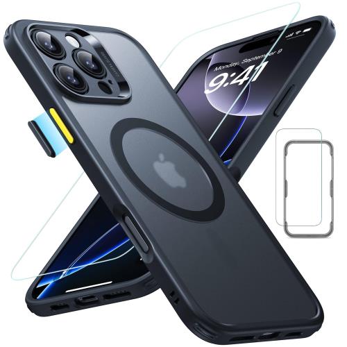 米軍MIL規格・Magsafe対応ESR i Phone 16 Pro Max ケース (4 in 1) セット いphone16promax ケース 半透明マットケース スクリーン保護フィルム付き 
