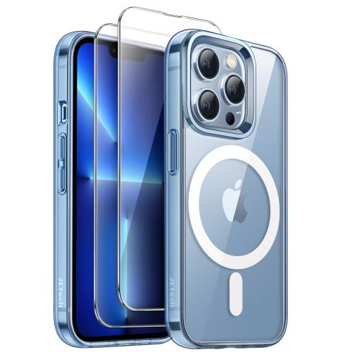 JETech 3 in 1 i Phone 13 Pro 6.1 インチ用 マグネット ケース 2枚強化ガラスフィルム付き Mag Safe対応 耐衝撃バンパー スマホカバー (シエラブルー)