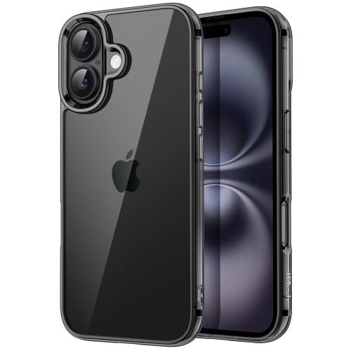 JETech i Phone 16 Plus 6.7インチ用 ケース 黄ばみなし 衝撃吸収 バンパーカバー 傷つけ防止 クリアバック (ブラック)