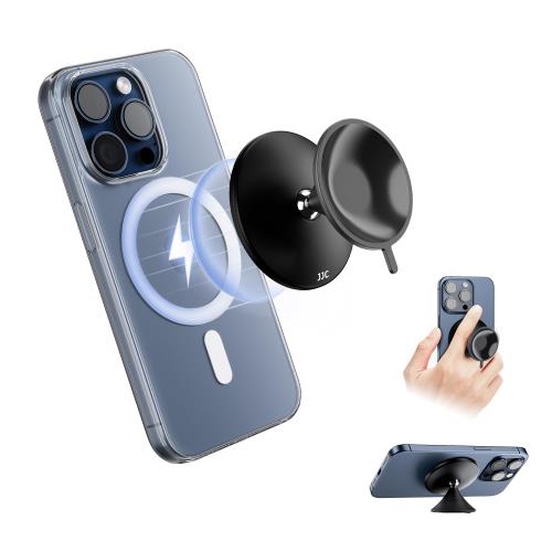 JJC 吸盤式 スマホグリップ+スマホホルダー Mag Safe対応 マグネット式 360°調整可能 超強磁力 強力吸盤デザイン i Phone16 15 14 13 12 Pro Max など i 