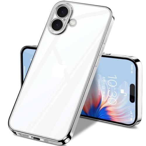 i Phone 16 Plus ケース クリア 全面保護 カバー アイフォン16Plus ソフト 透明 スマホケース TPU 薄型 耐衝撃 軽量 メッキ加工 携帯カバー ストラップホール付き 落下防止