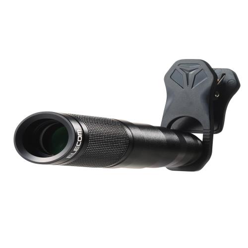 エレコム スマホ 望遠レンズ 8倍 8× 外付け 挟むだけ FMC加工 ケラレ現象軽減 レンズキャップ付き 収納ポーチ付属 iphone P-SLZ8XBK