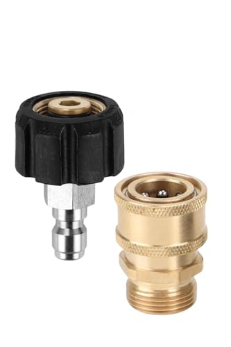 ？ YFFSFDC 高圧洗浄機用アダプター 2個セット 真鍮製 M22 14mm メスカプラー + 1/4オスプラグ ワンタッチカプラー クイックコネクト 高圧洗浄ノズルアダプター ホースジョイント 