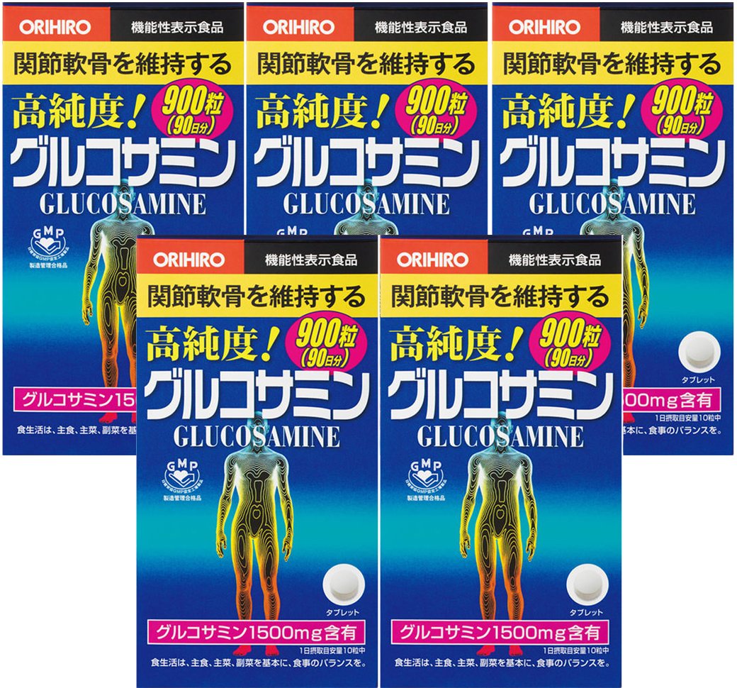 【セット品】オリヒロ 高純度 グルコサミン・コンドロイチン粒徳用 900粒(90日分)×5個