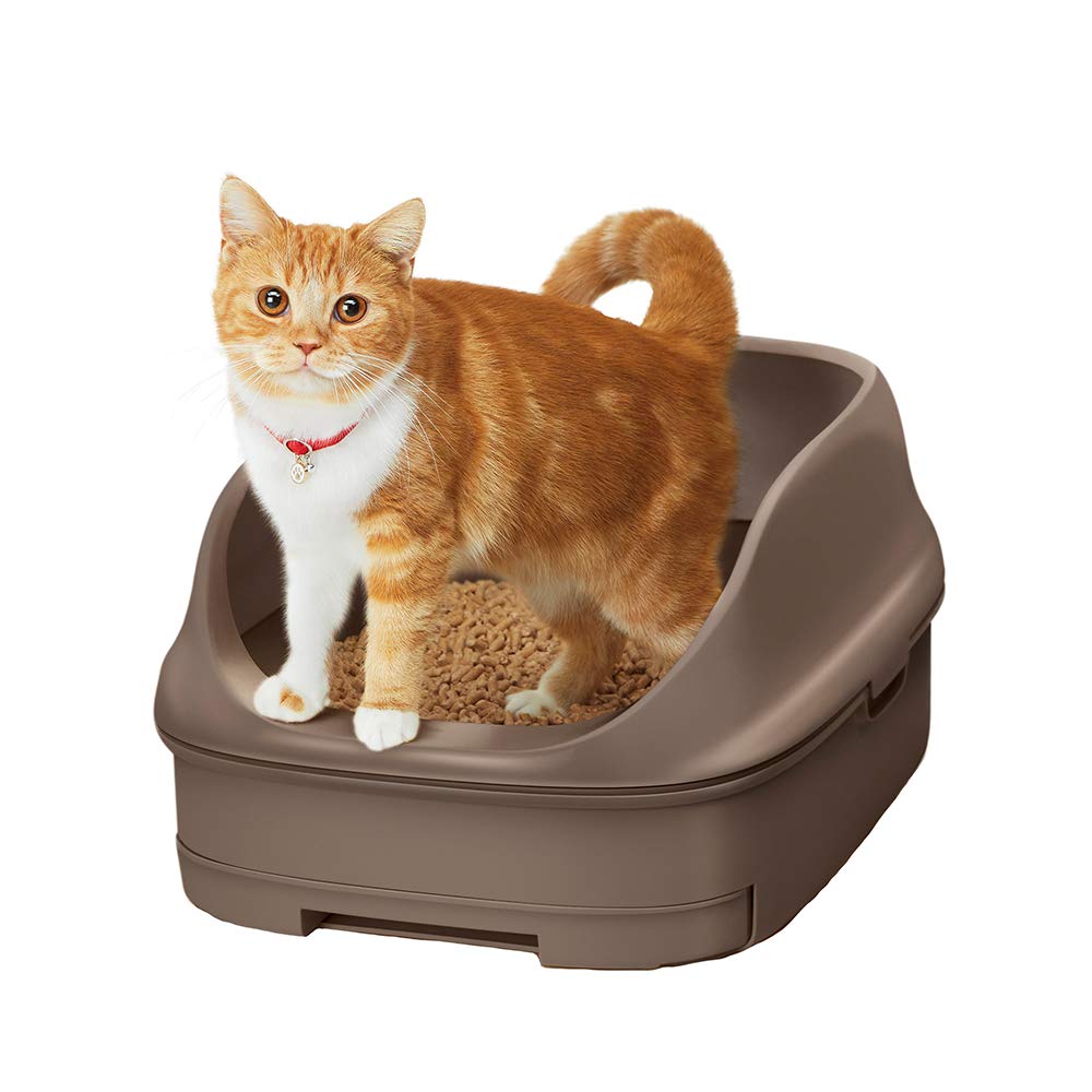 ニャンとも清潔トイレセット [約1か月分チップ・シート付] 猫用トイレ本体 オープンタイプ ブラウン
