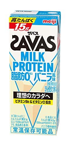 SAVAS(ザバス) MILK PROTEIN 脂肪0 バニラ風味 200ml×24 明治 ミルクプロテイン