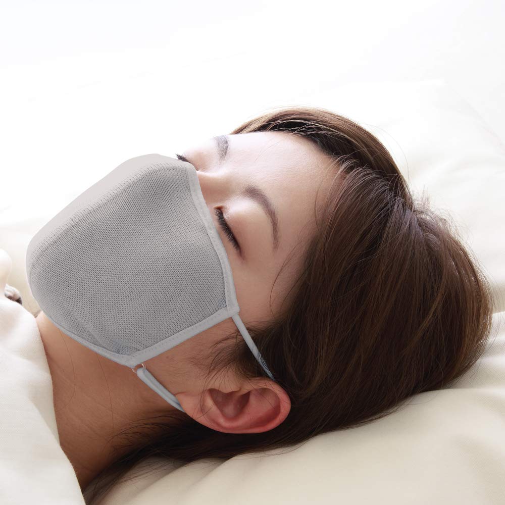 アルファックス 保湿 マスク 就寝用 大判潤いシルクのおやすみマスク(ポーチ付き) グレー