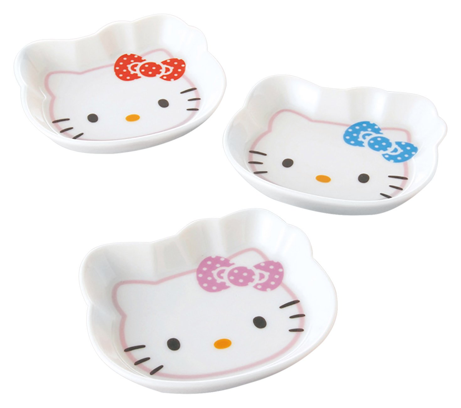 金正陶器(Kaneshotouki) サンリオ(SANRIO) 「 Hello Kitty(ハローキティ) 」 キティ フェイス プレート 皿 3枚セット(箱入) 12cm 501710