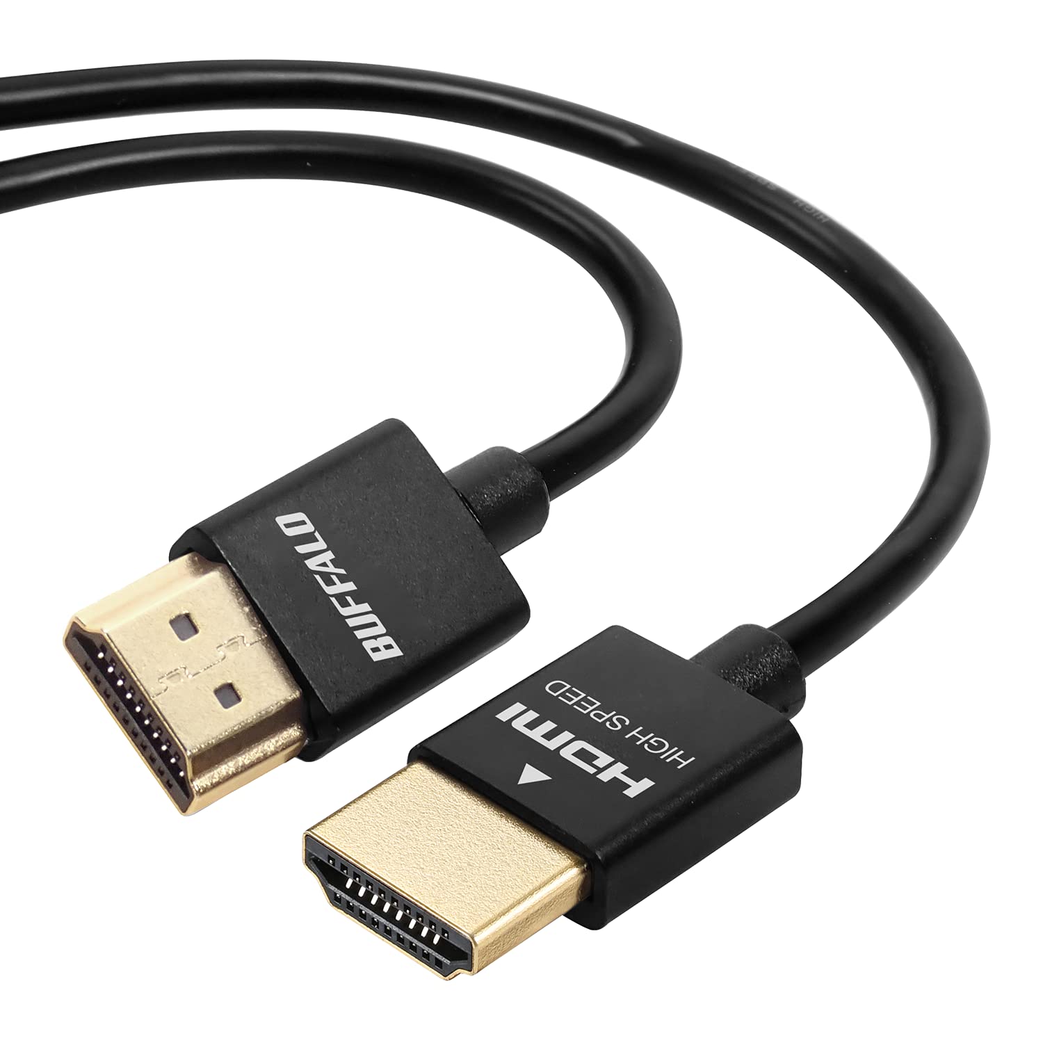 バッファロー HDMI スリム ケーブル 1m ARC 対応 4K × 2K 対応 HIGH SPEED with Ethernet 認証品 BSHD3S10BK/N