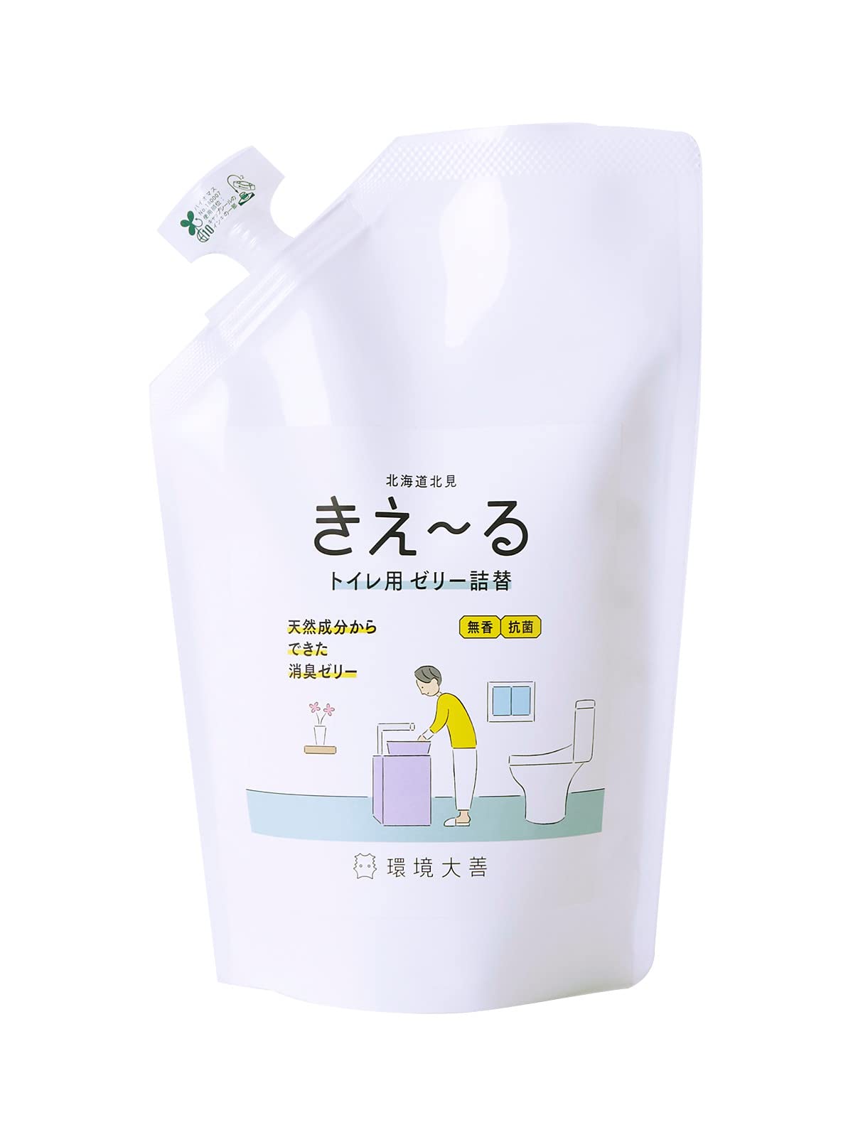 環境ダイゼン 置き型消臭・芳香剤 きえーるH トイレ用 ゼリータイプ 無香 詰替 480ml 日本製 H-KTJ-480T