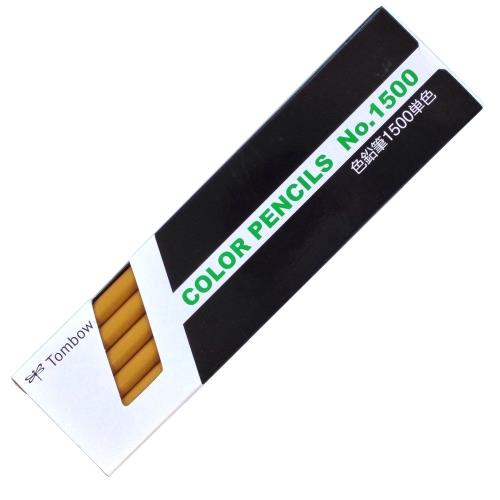 トンボ(Tombow) 鉛筆 色鉛筆 1500単色 黄土色 1ダース 1500-05