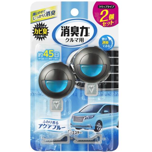 消臭力 クルマ [まとめ買い] 車用 クリップタイプ アクアブルー 2個セット クルマの消臭力 車 クリップ 消臭剤 消臭 芳香剤