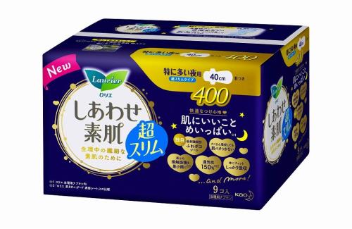 ロリエ しあわせ素肌 超スリム 特に多い夜用 羽つき400 (9コ入)