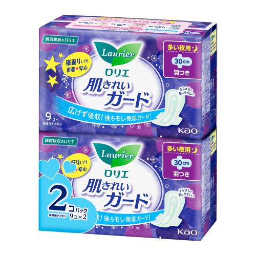 ロリエ 肌きれいガード 夜用 羽つき 9コ入×2