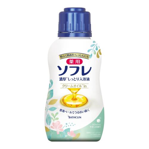 バスクリン 薬用ソフレ 濃厚しっとり入浴液 医薬部外品 リラックスサボンの香り 本体ボトル [480ml] スキンケア タイプ 入浴剤 1.0 個