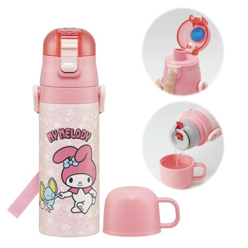 スケーター(skater) 子供用 ステンレス 水筒 2way 直飲み 470ml コップ飲み 430ml サンリオ マイメロディ うしろうしろ 子供に優しい軽量タイプ 女の子 保温 保冷 water