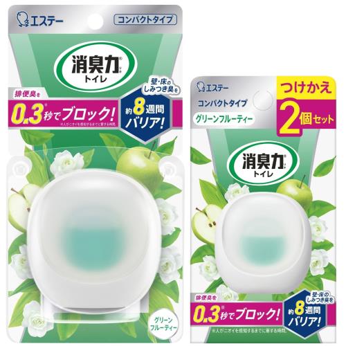消臭力 トイレ コンパクト [まとめ買い] トイレ用 置き型 グリーンフルーティー本体1個 + つけかえ2個セット 消臭剤 消臭 芳香剤 おくだけ
