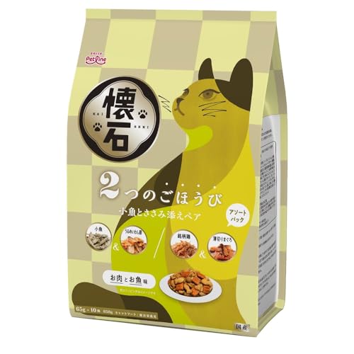 ペットライン 懐石 2つのごほうび 小魚とささみ添えペア キャットドライ グルメ 国産/小分け/トッピング 650g