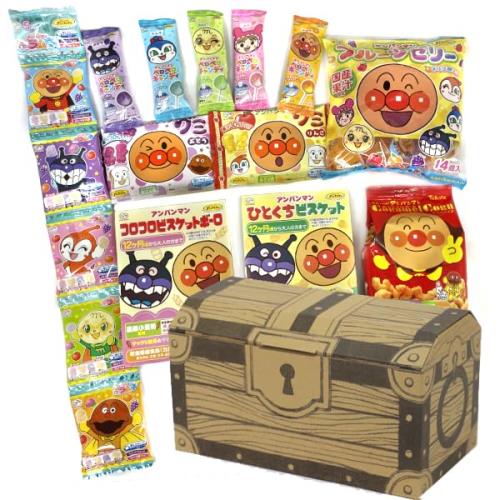 (宝箱 アンパンマン セット) お菓子 詰め合わせ (バレンタイン 卒園 卒業 入学 入園 誕生日 パーティー イベント プレゼント 祭り 子供 孫) ゆっくんのお菓子倉庫 (1個)