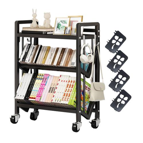 Fainyearn ファイルワゴン 4段 ファイルラック キャスター付き 本棚 デスクワゴン 書類棚 A4サイズ 仕切り付き 大容量 (ブラック, 幅50？