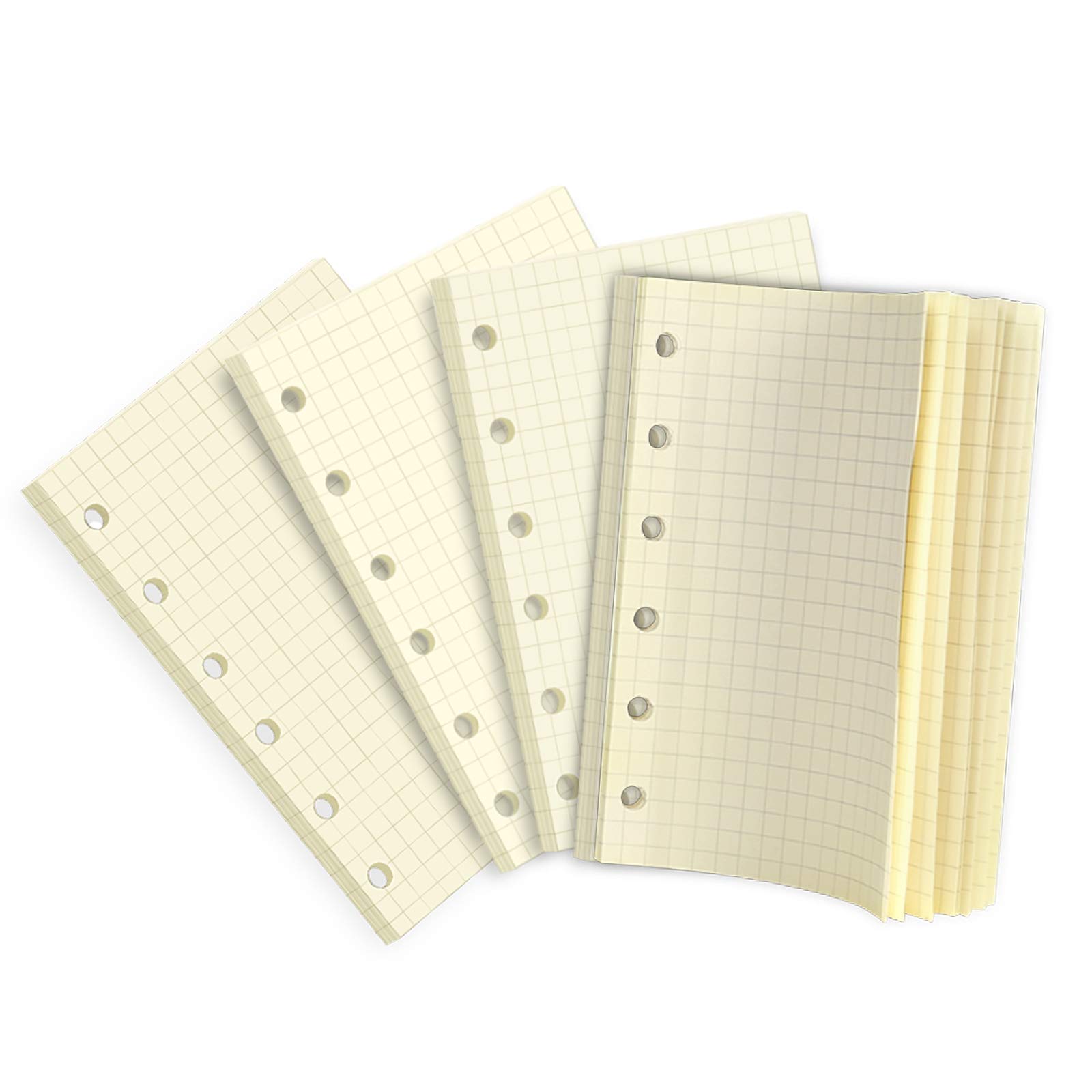 LEOBRO メモ帳リフィル ミニ6穴4冊セット 5mm方眼罫 システム手帳リフィル 手帳リフィル a7 ポケットサイズ クリーム 180枚 ノート