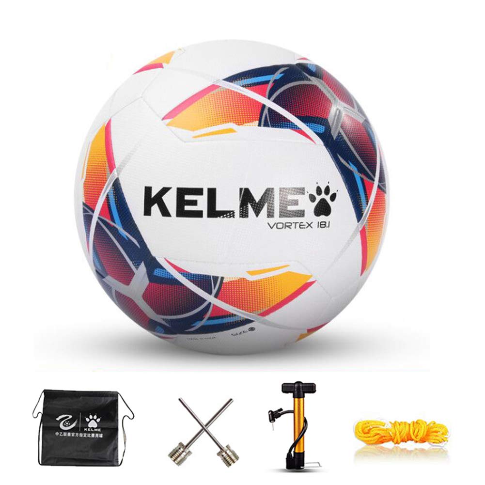 KELME サッカーボール 4号球 5号球 成人用 スポーツボール 耐摩耗 (9886120 ホワイト/ネイビー/レッド,4号球)