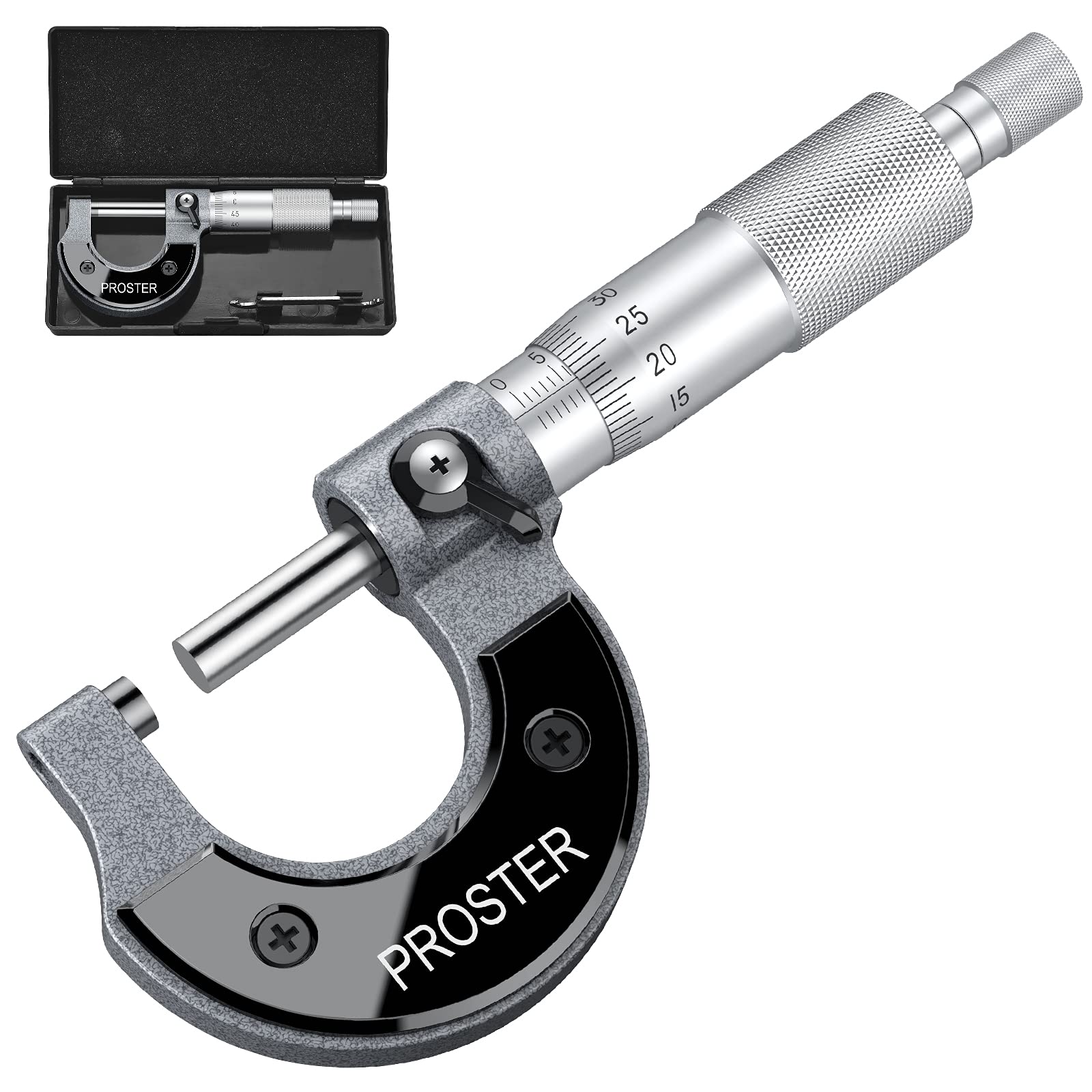 Proster デジタル マイクロメーター 0-25mm 0.01mm 外側マイクロメーター マイクロゲージ 厚み測定器 ケース付き