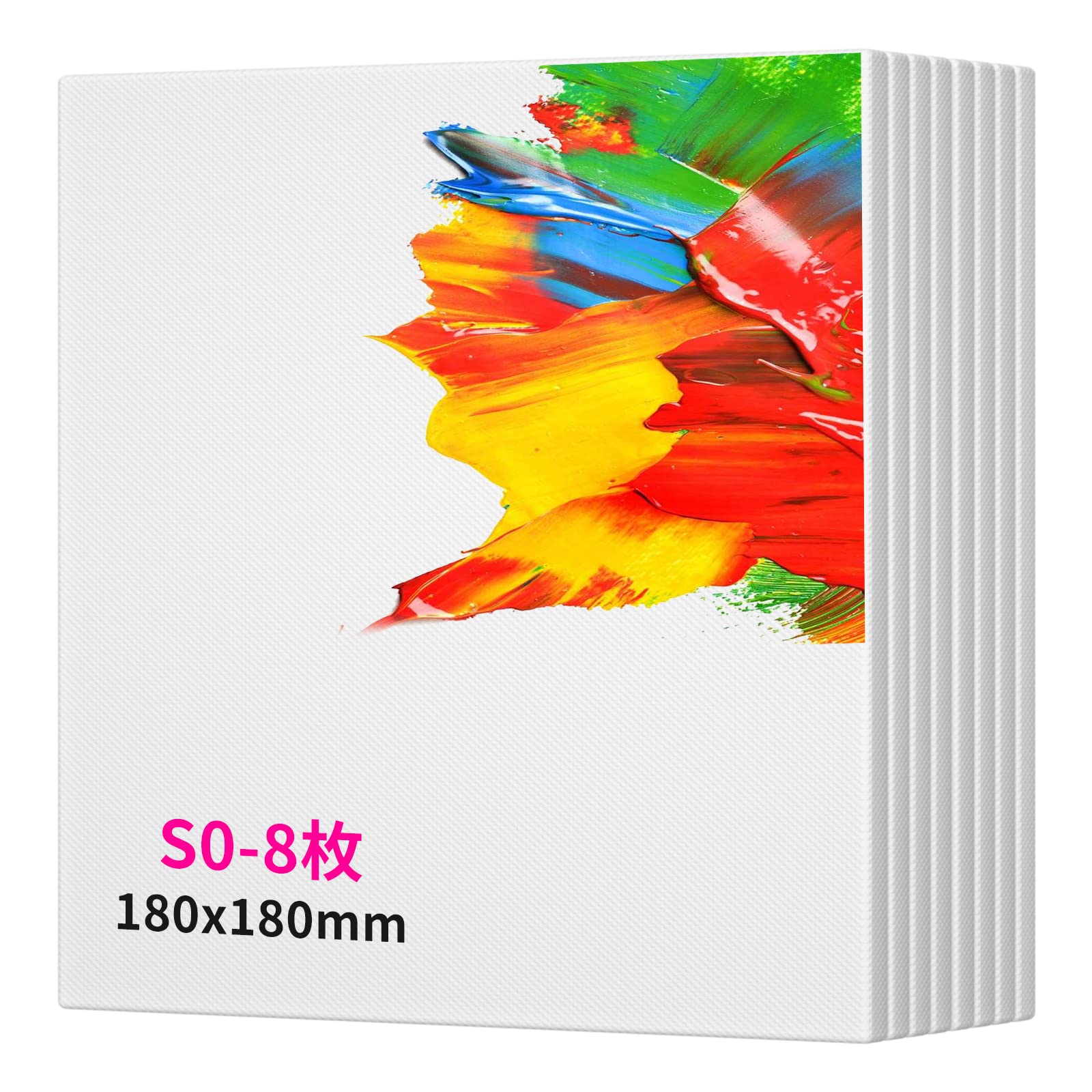 8枚/セットキャンバスボード キャンバス S0 油絵 キャンバス 180x180mm キャンバス画材 画布 キャンバス絵画 矩形 厚手 パネル キャンバス 絵画ボード 油絵キャンバス 携帯便利 水彩・