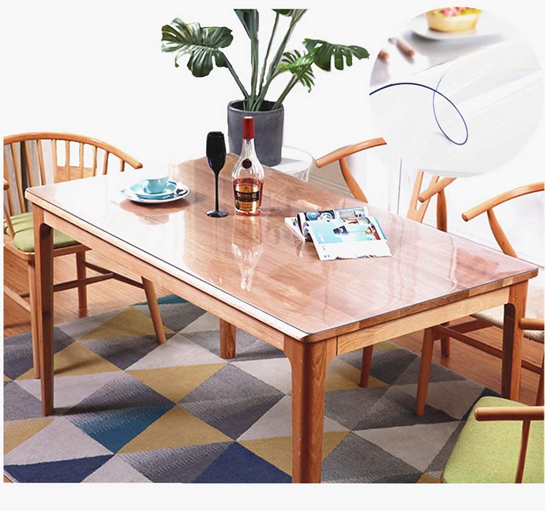 ZIJINJIAJUテーブルマット テーブルクロス110*60厚さ1.5mm透明ビニール 耐熱マット クリア PVC素材 耐油 テーブルクロスビニール 長方形 撥水 汚れに 手入れ簡単 カスタマイズ可