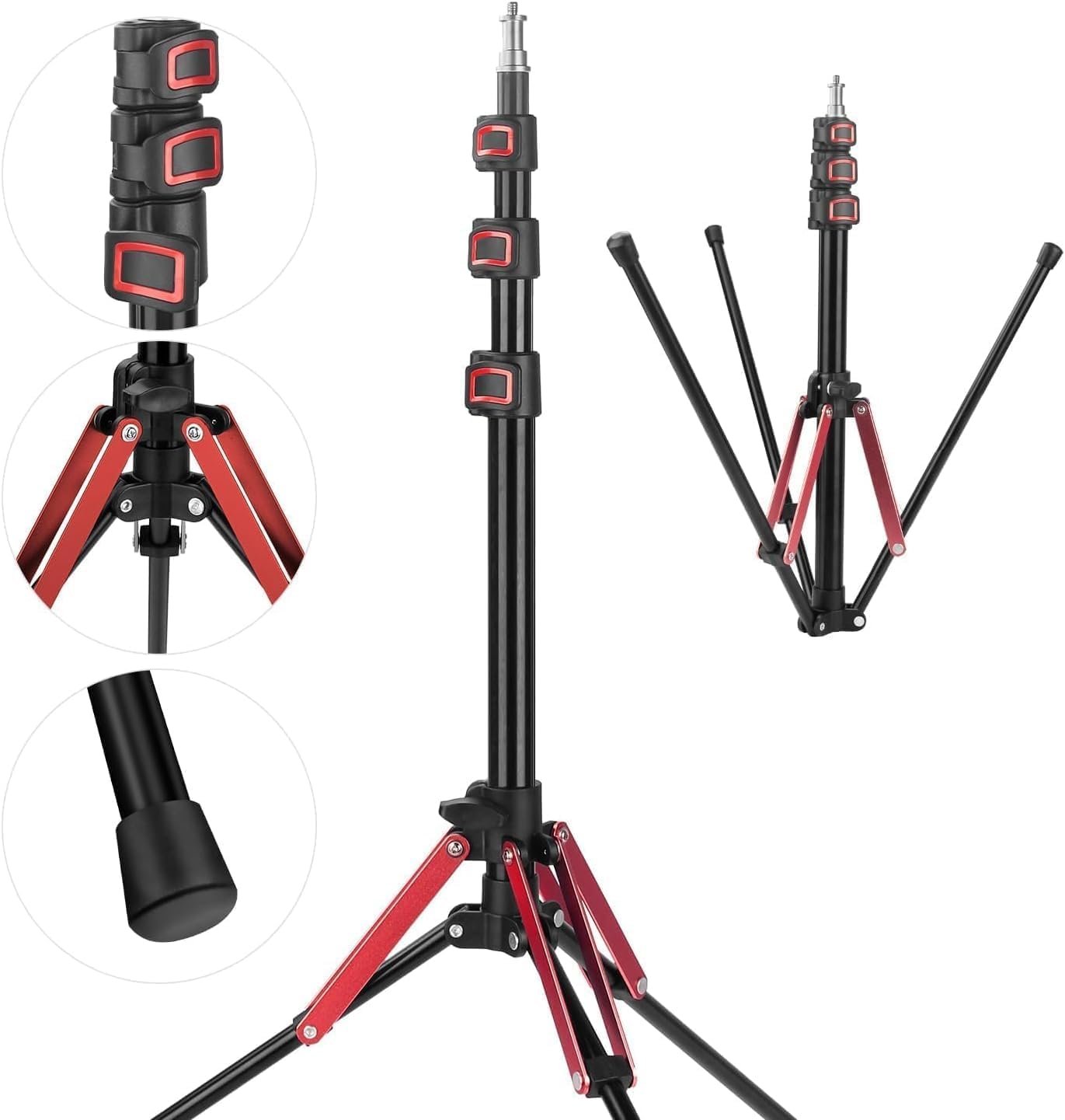 YAYOYA ライトスタンド 三脚 1本入り ストロボ スタンド 189cm アルミ製+ABS 軽量 ライトスタンド 撮影 コンパクト 照明 スタンド 逆向き折り畳み 1/4ネジ付き 照明 三脚 4段