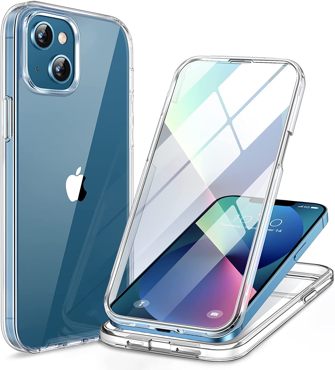 Miracase i Phone13 用 ケース スマホケース iphone13 用 カバー 9H 強化ガラス 2021 6.1インチ フルカバー 360°保護 ワイヤレス充電対応 クリア