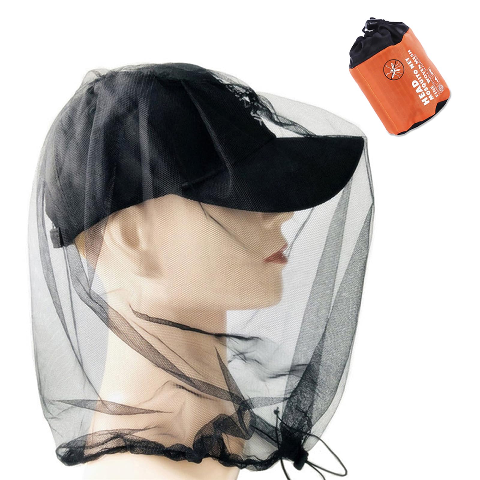 サムコス アウトドア 虫除け ネット ブラック 収納ポーチ付き 蚊よけ メッシュ 防虫 ヘッドネット カバー ヘッドウェア ポータブル モスキート ガード シールド 羽虫 フェイスカバー 頭 顔 虫対