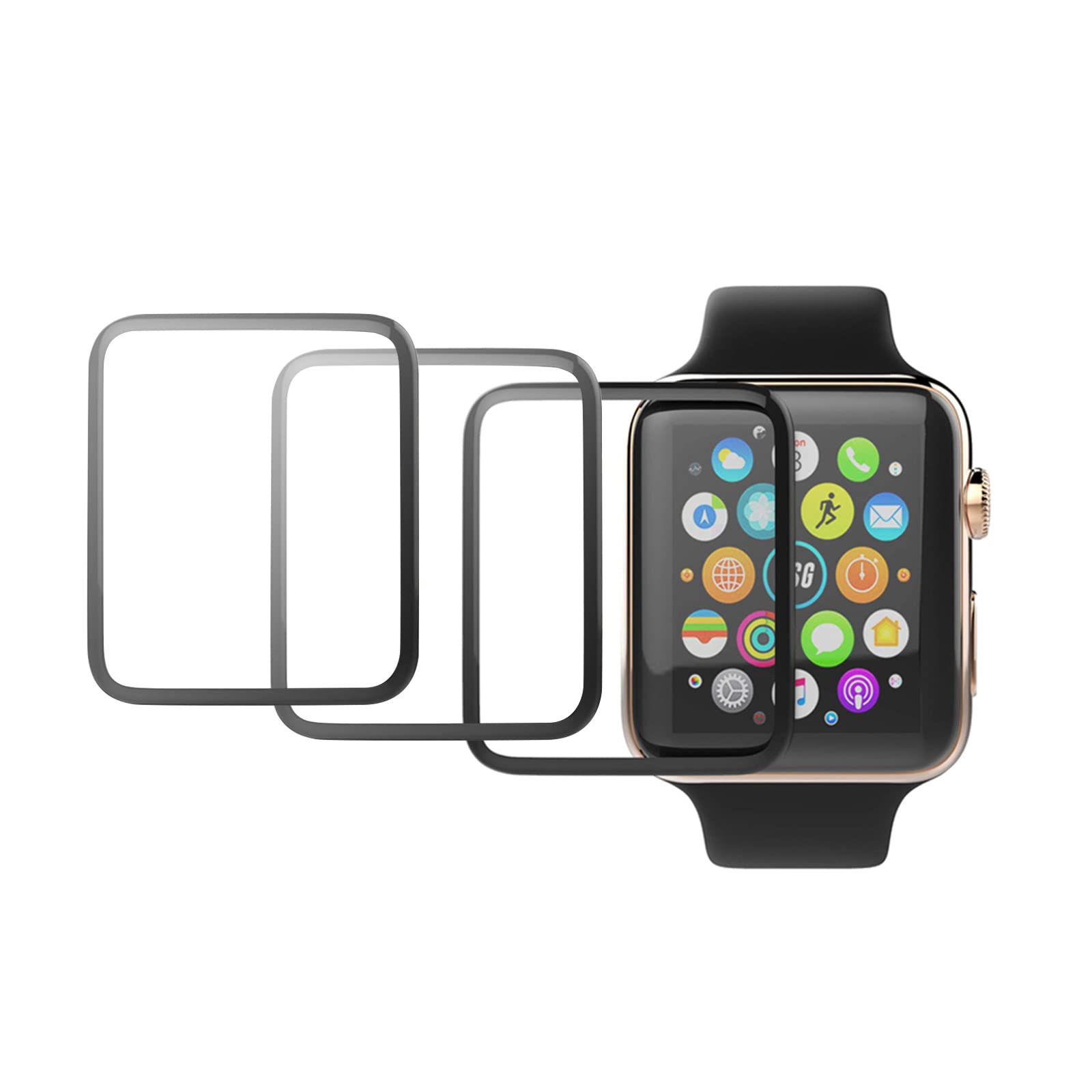 3枚CABOBE Apple Watch 保護フィルム 44mm アップルウォッチ SE/SE2/6/5/4 対応 44mmフィルム炭素繊維製 キズ防止 耐衝撃 高感度タッチ 高透過率 気泡なし 防水