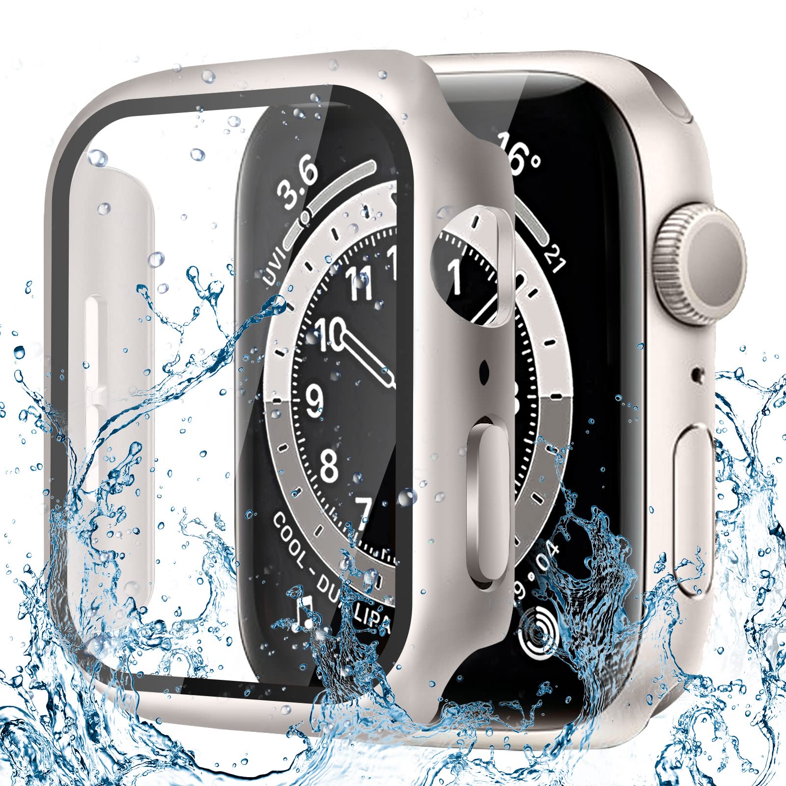 CAERMA Apple Watch用 ケース i Watch Series 10/9/8/7/6/5/4/SE2/SE 45mm対応 超薄型 アップルウォッチ用 カバー 防水 硬度9H 強化ガラス 