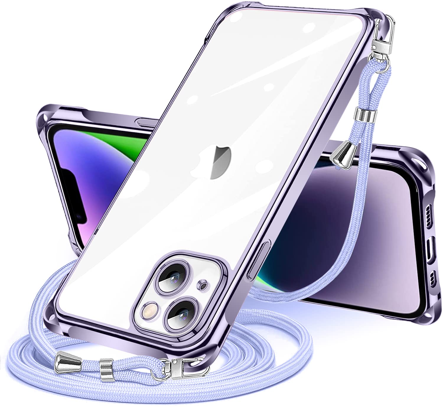i Phone 13 用 ケース クリア ショルダー iphone13 用 スマホケース アイフォン13 カバー 肩掛け 斜めかけ 縄掛けケース 透明 TPU 薄型 軽量 耐衝撃 紐付き 斜めがけ 織