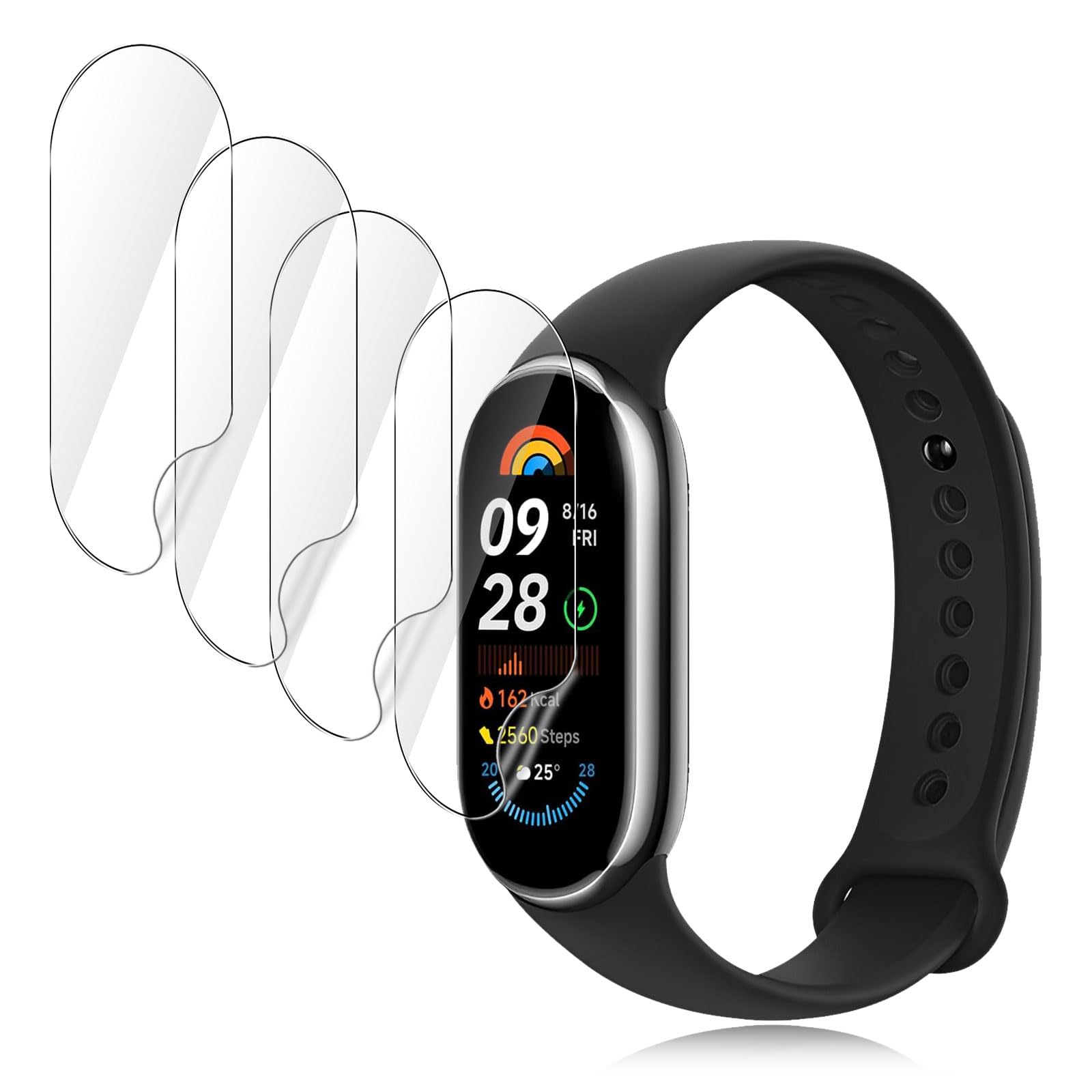 4枚For Xiaomi Smart Band 9/Band 8/Band 7 フィルム シャオミ スマートバンド9/8/7 用 保護フィルム Kluso 柔らかい TPU素材 クリア 高透過率 高感
