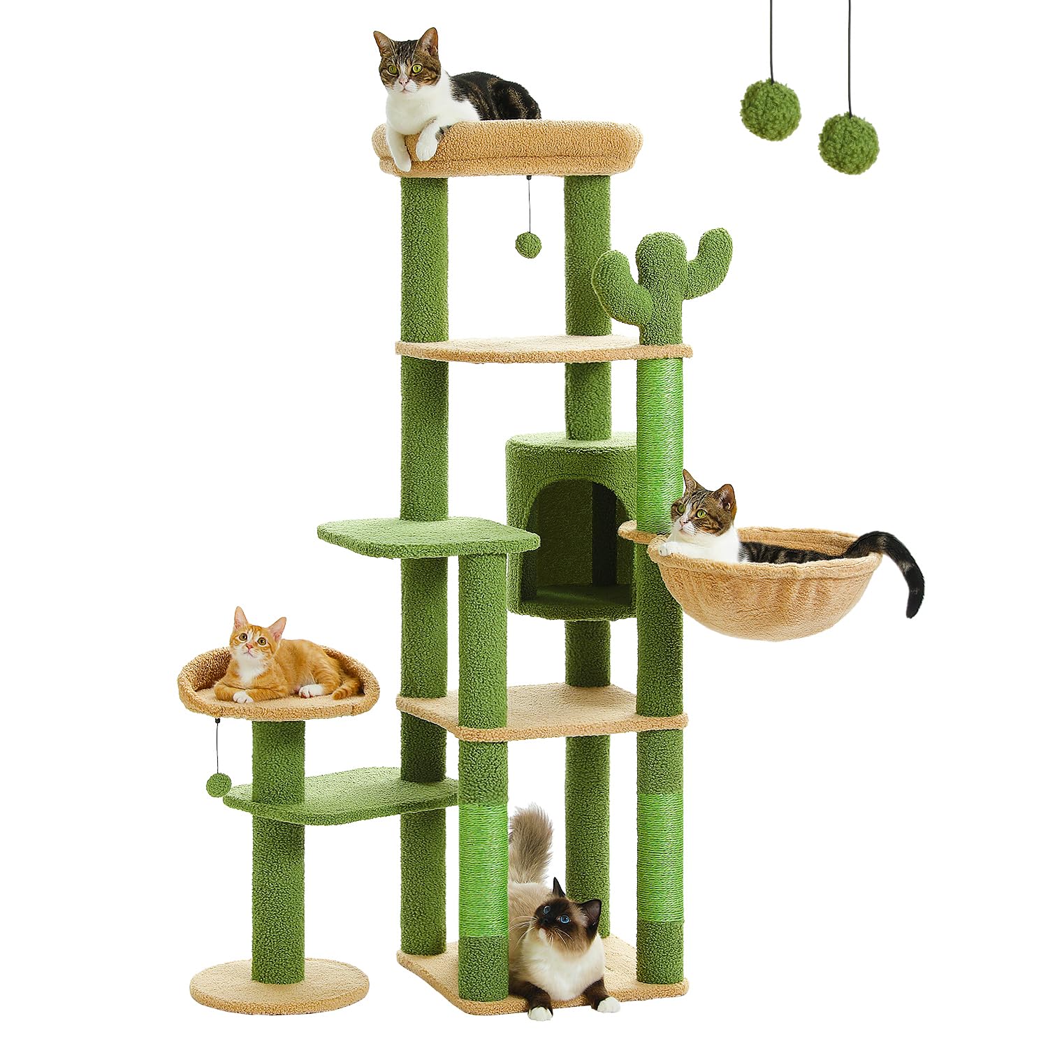 PAWZ Road キャットタワー 大型 多頭飼い スリム 猫タワー サボテン 猫階段 据え置き おしゃれ 花 桜 春 杖デザイン 爪研ぎ 爪とぎポール 広い大型猫用ハンモック おもちゃ 運動不足解消