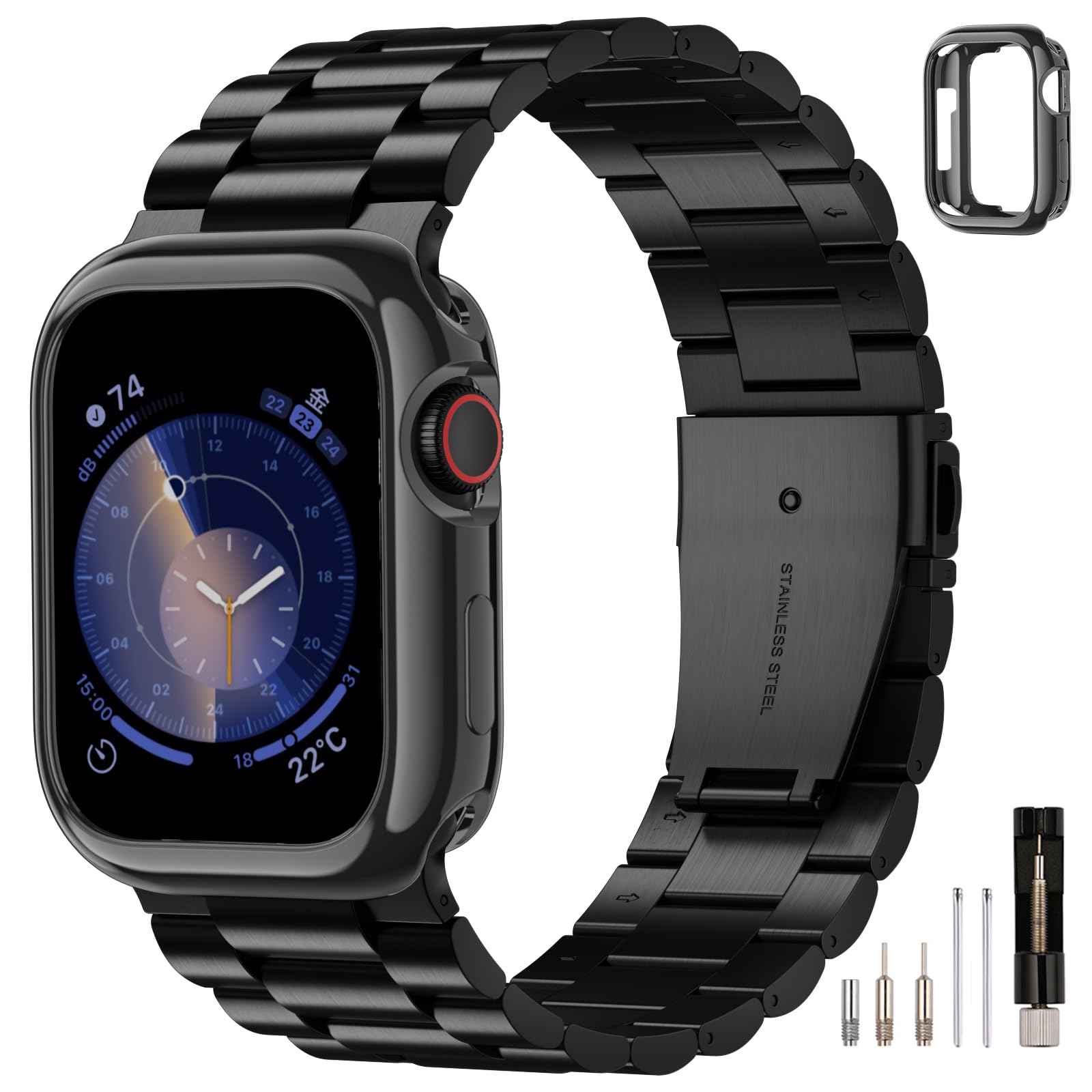 コンパチブル アップルウォッチ バンド 46mm 45mm 44mm 42mm 41mm 40mm 38mm ステンレス 男女兼用 コンパチブル apple watch バンド メンズ 保護ケース付き