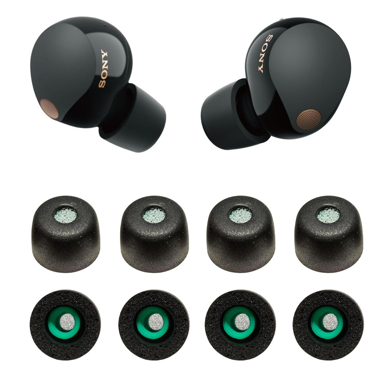 VSu Ring イヤーピース ソニー用 WF-1000xm5 交換用 8個 低反発ウレタン製 耳垢ガード フィルター付 Fit in the Case 遮音性 滑り止め 柔らかい 快適 付けたまま充